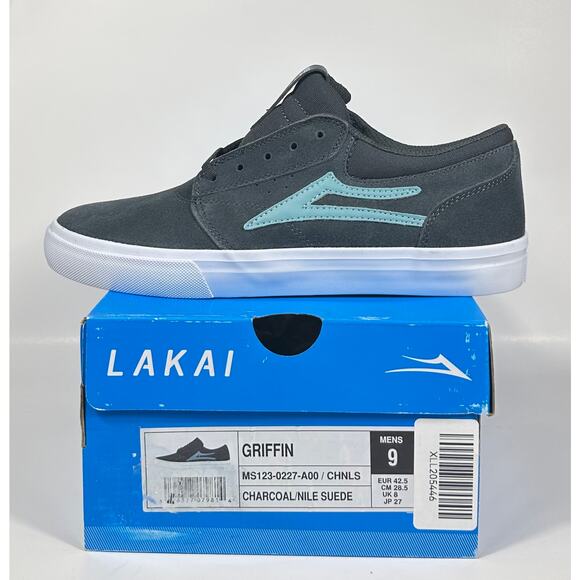 Lakai Griffin Men’s Skate Shoes Size 9 Charcoal/Nile Suede | New in Box - Picture 1 of 10